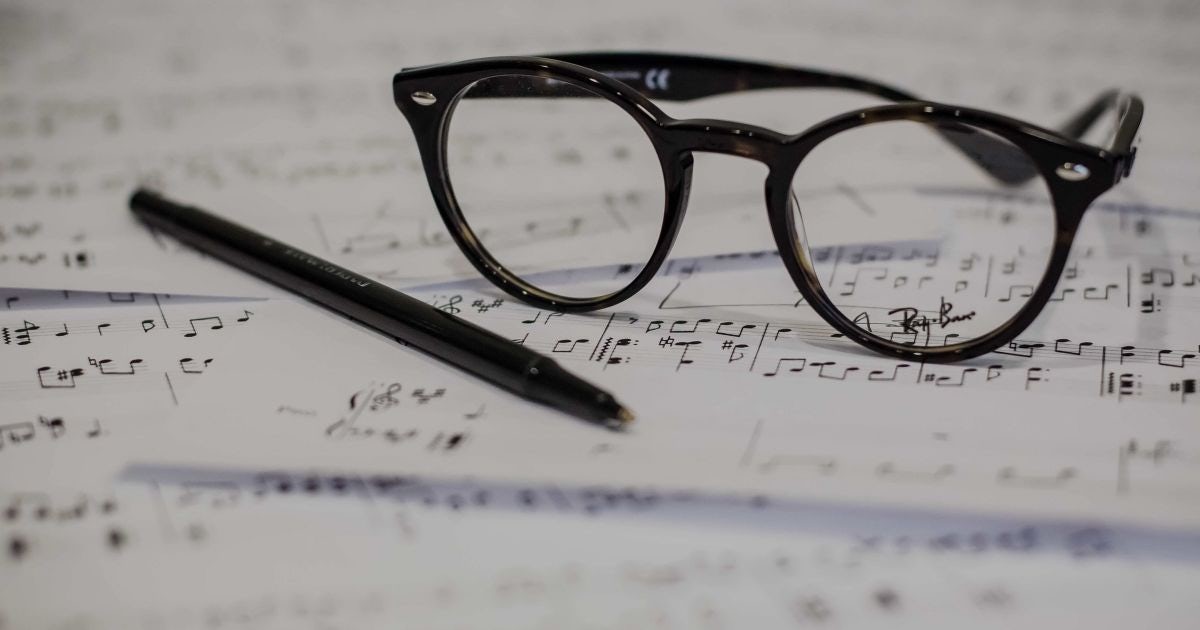 Sheet music with glasses